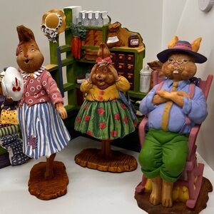 Dept 56 General Store, Seed Counter Rabbit Village 6 Figurines Bunny Easter 3D